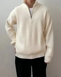 Overfit half-zip-up knit (6 colors) Cream-L (100-105)