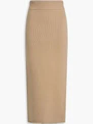 Chain-embellished wool-blend midi skirt