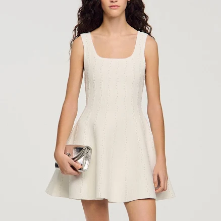 Sandro Women's Beaded-Embellished Flared Mini Dress