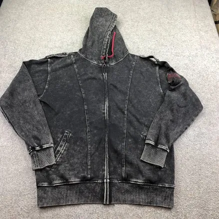 Bethesda Hoodie Mens Medium Black Full Zip Fleece Sweatshirt Handprint