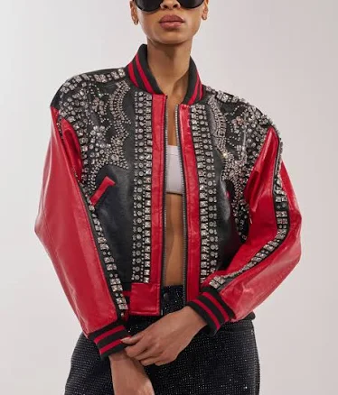 AKIRA Stole The Show Embellished Bomber Jacket