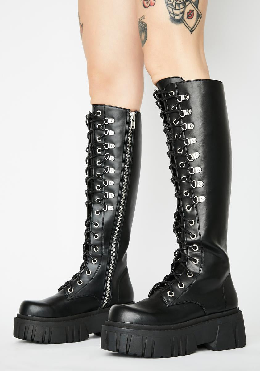 Current Mood Vegan Leather Knee High Combat Boots