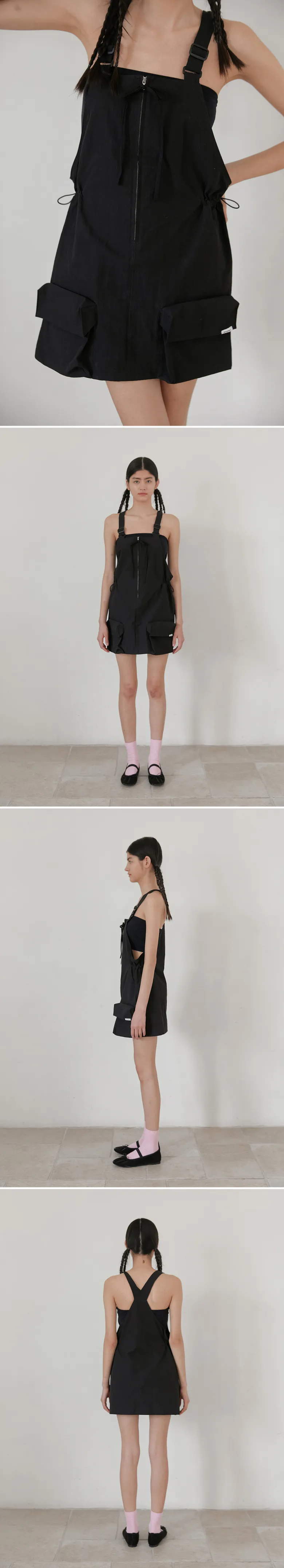 Cargo String Mini Overalls (Black)