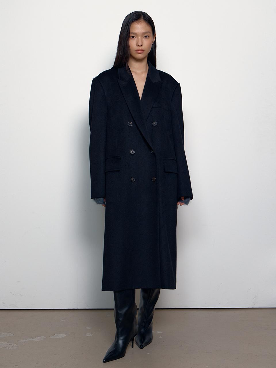 Knit Block Wool Double Coat