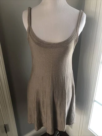 PLASTIC ISLAND tan brown low cit blouse top S / M NWT!$
