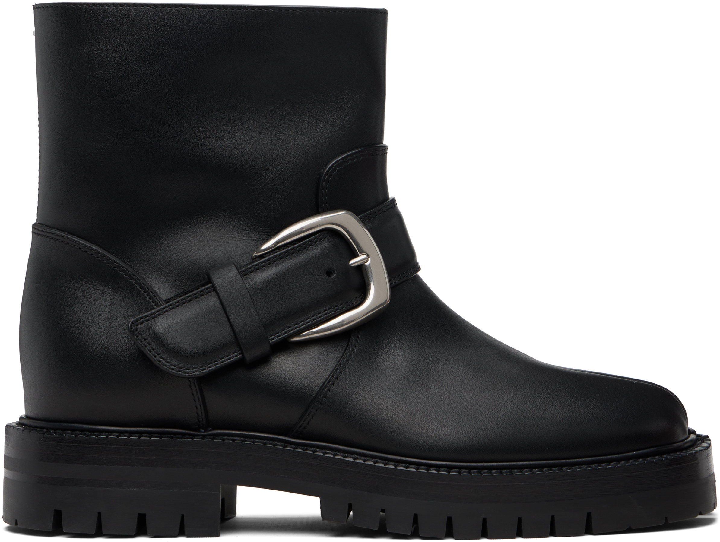 Black Tabi County Buckle Ankle Boots