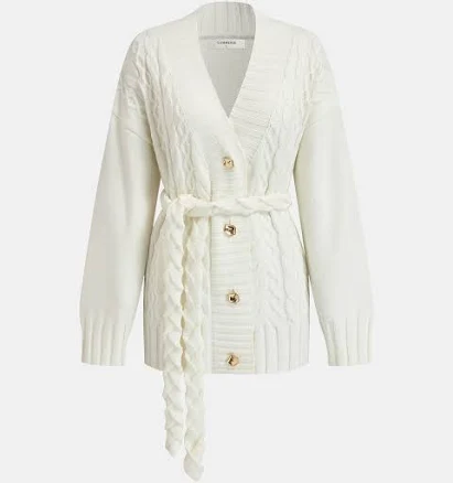 Belted Cable-knit Cardigan