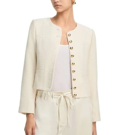 AQUA Women's Multi Button Tweed Jacket