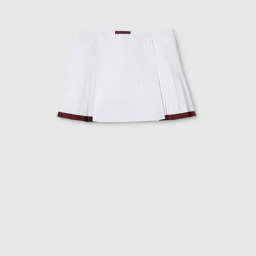 GUCCI White poplin pleated miniskirt with Web detail Women