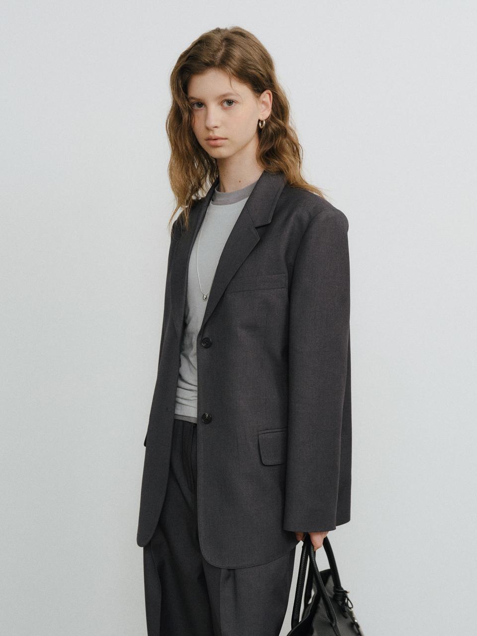 Wool Blend Single Button Tailored Jacket