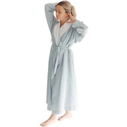 Navy Double Layer Seersucker Robe Navy / XL