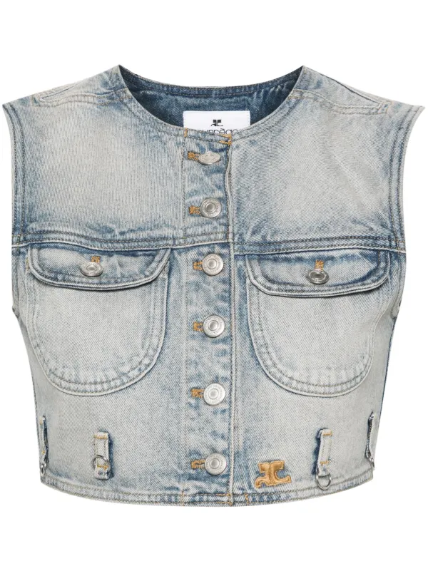 Cropped Denim Vest