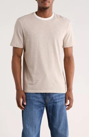 Calvin Klein Men's Classic Fit Heathered Feeder Stripe T-Shirt