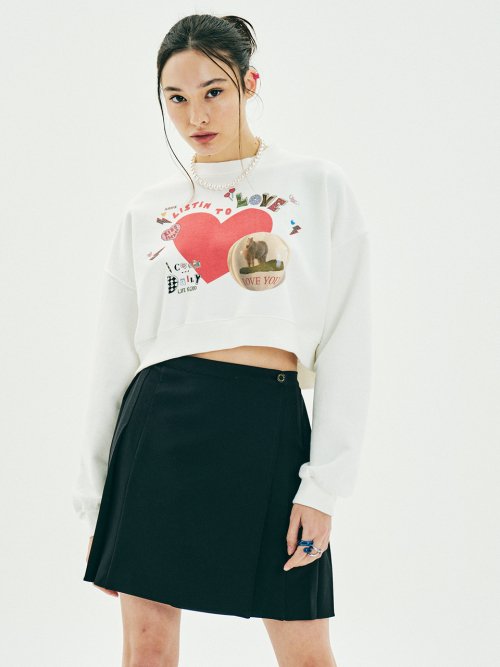 Heart Heart Crop Sweatshirt