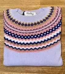 Harley of Scotland Women's Blizzard Fairisle Yoke Crew Sweater SS26