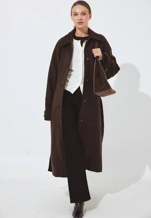 Oversized Raglan Sleeve Wool Blend Coat