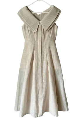 BAU Bride And You ASHLEY Wide collar flared dress size 2 Cream No belt
