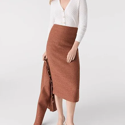 Ann Taylor Women's Tweed Column Midi Skirt