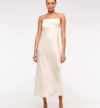 Abercrombie & Fitch Women's Faux Pearl Strap Maxi Dress