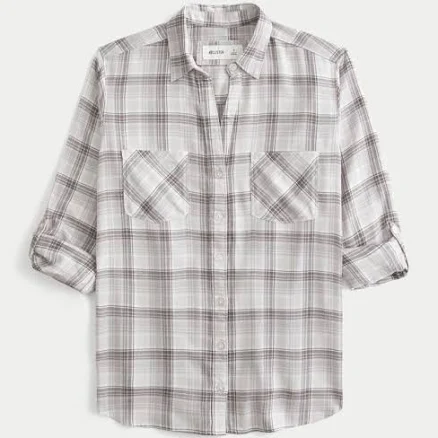 Hollister Women's Oversized Plaid Flannel Shirt