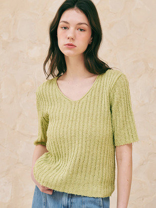 V Neck Short Sleeve Knit