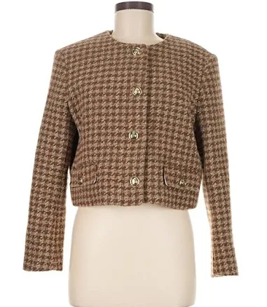 Sandro Women's Cropped Houndstooth Jacket