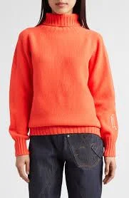 Logo Embroidered Wool Turtleneck Sweater