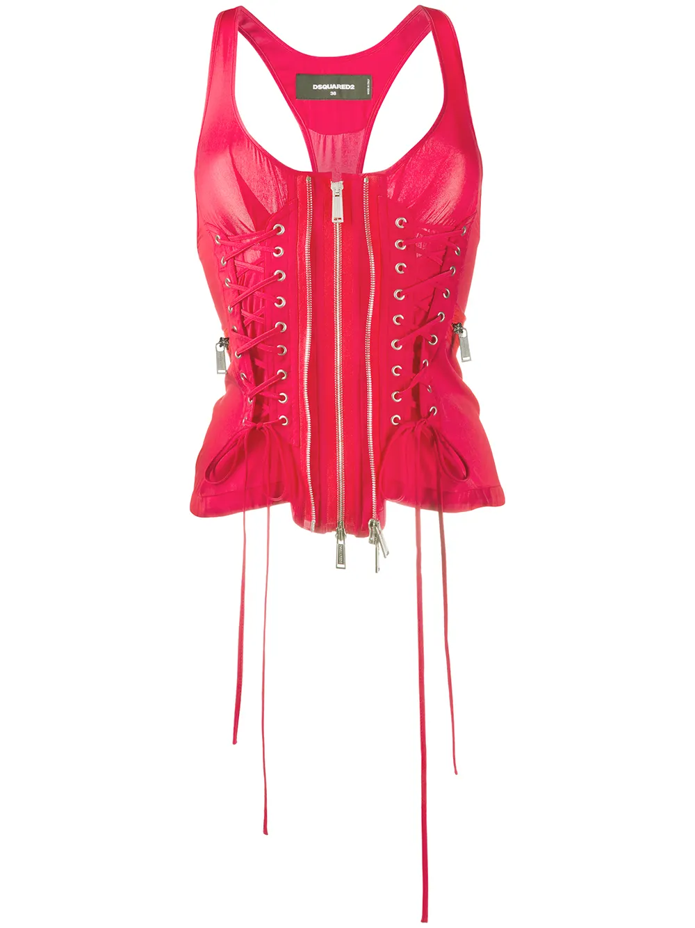 Laced Corset Tank Top In Red