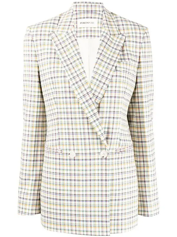 Double-breasted Checked Blazer