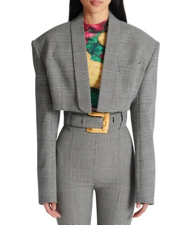 Balmain Women's Cropped Prince of Wales Jacquard Jacket