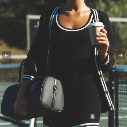 Alo Tennis Club Sweater Knit Dress - Women | Color: Black/White | Size: L