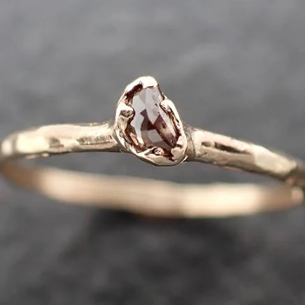Angeline Champagne Half Moon Diamond Solitaire Engagement Ring * 14k