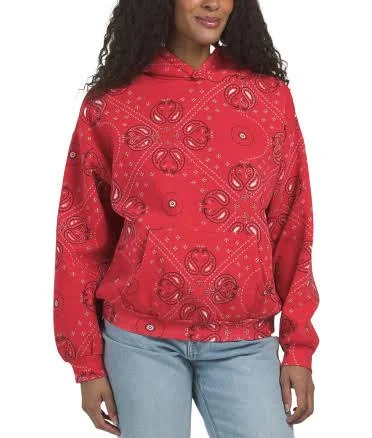 Fleece Lined Bandana Printed Oversized Hoodie
