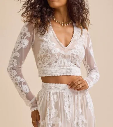 Altar'd State Tops Altar'd State White Lace Crop Top