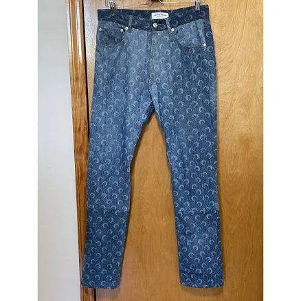Marine Serre Women's Moon-Print High-rise Upcycled-Denim Jeans