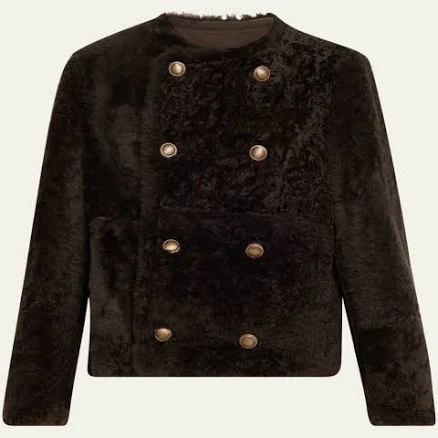 Brunello Cucinelli Reversible Fuzzy Shearling Pea Coat