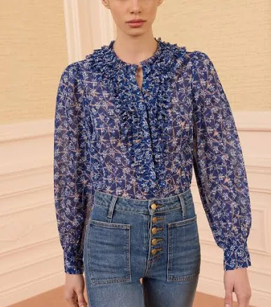 Ulla Johnson Women's Clio Silk Long Sleeve Blouse