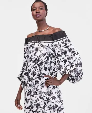 INC International Concepts Women's Off-The-Shoulder Puff-Sleeve Blouse