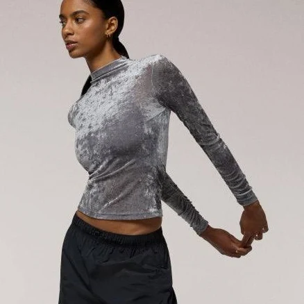 Cozi Women's Ruched Mesh Top with Flocking