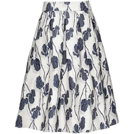 Smart and Joy Women's Puffy Flower Jacquard Midi Skirt