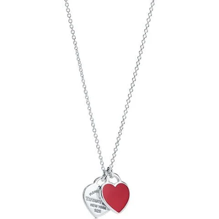 Return to Tiffany Double Heart Tag Pendant in Silver
