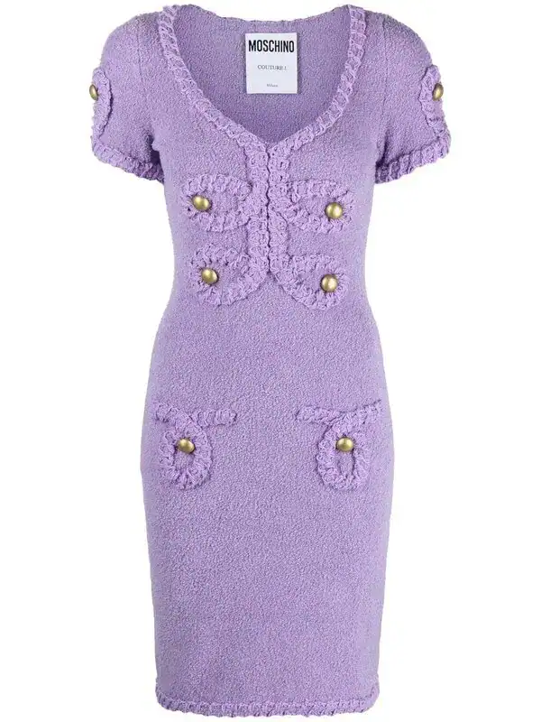 Decorative-button Shift Dress