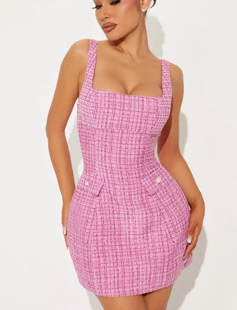 Fashion Nova Honored To Be Here Sleeveless Tweed Micro Mini Dress