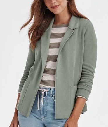 J.Jill Women's Petite Cotton-Blend Notched-Collar Cardigan