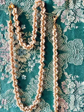 Patina Vie Faux Petite Pearl Necklace + Bracelet