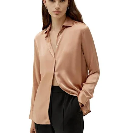 Lilysilk Women's Minimalist Silk Blouse with Shell Buttons