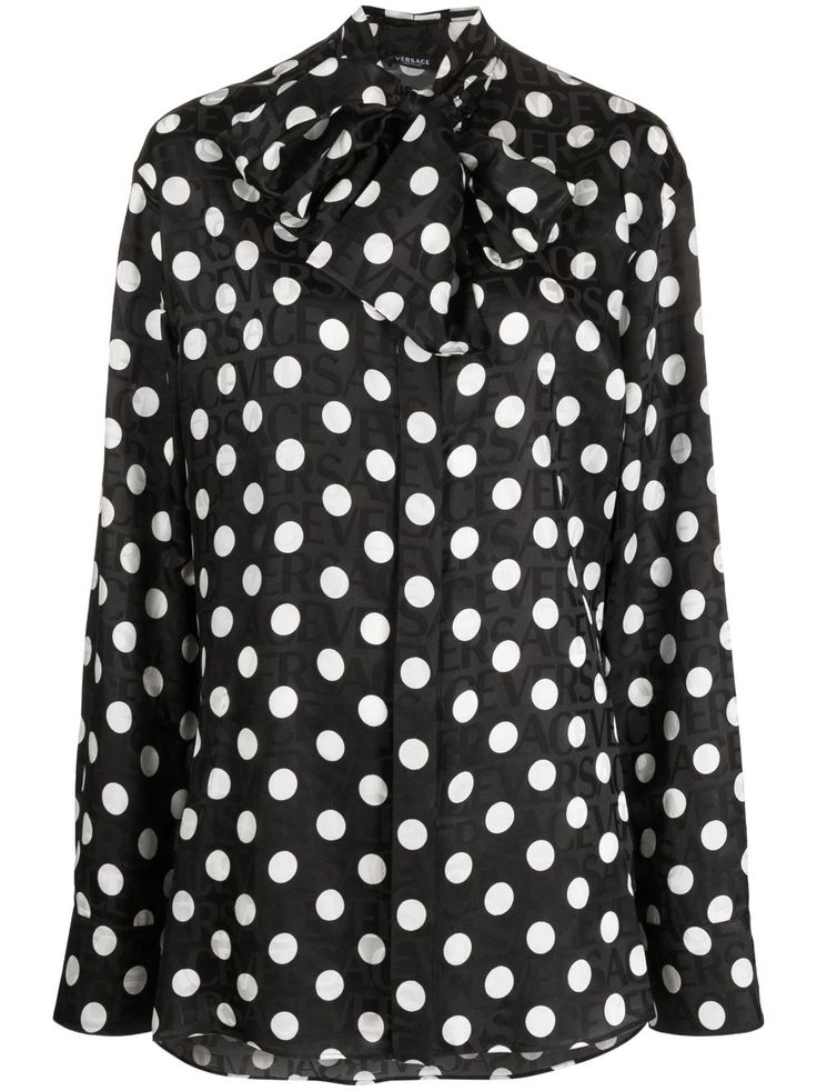 Polka Dot Scarf-tie Shirt