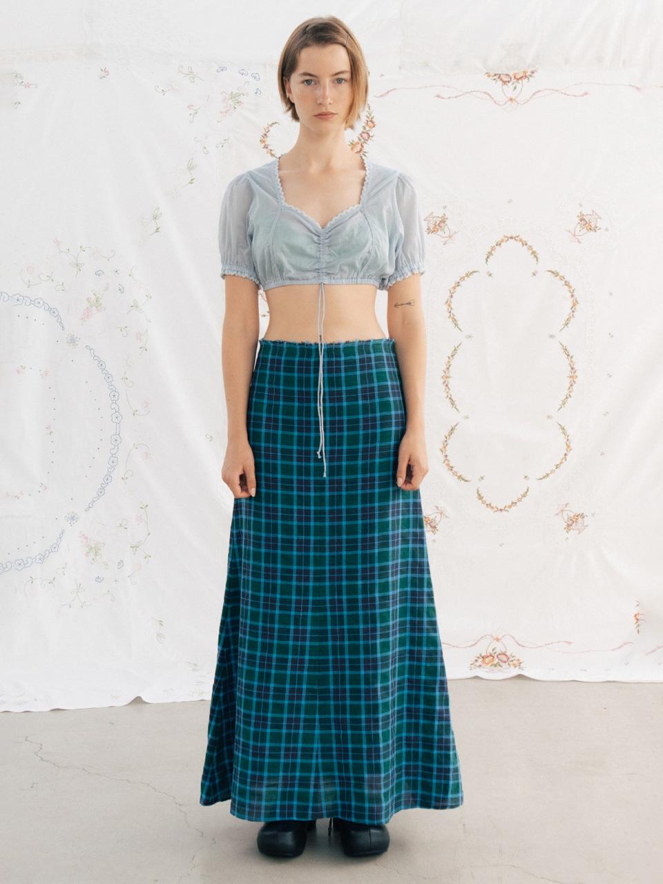 Via Linen Plaid Maxi Skirt