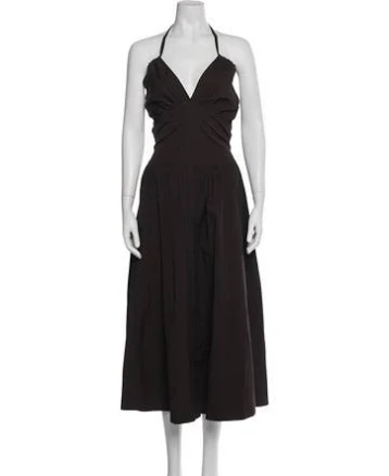 Bottega Veneta Halterneck Midi Length Dress in Grey, Women's US2, IT38 | XS