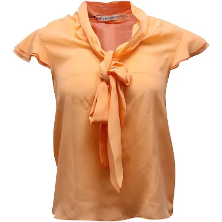 Alice + Olivia Jeannie Neck-tie Silk Blouse